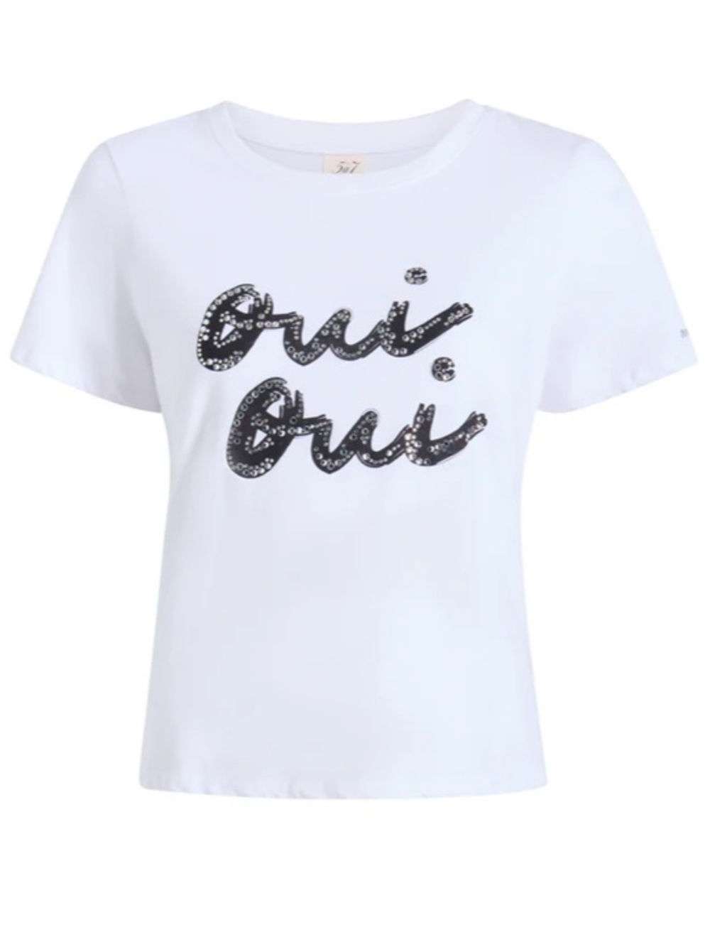 NWT Cinq a Sept Oui Oui Logo Tee - White with Navy Script
